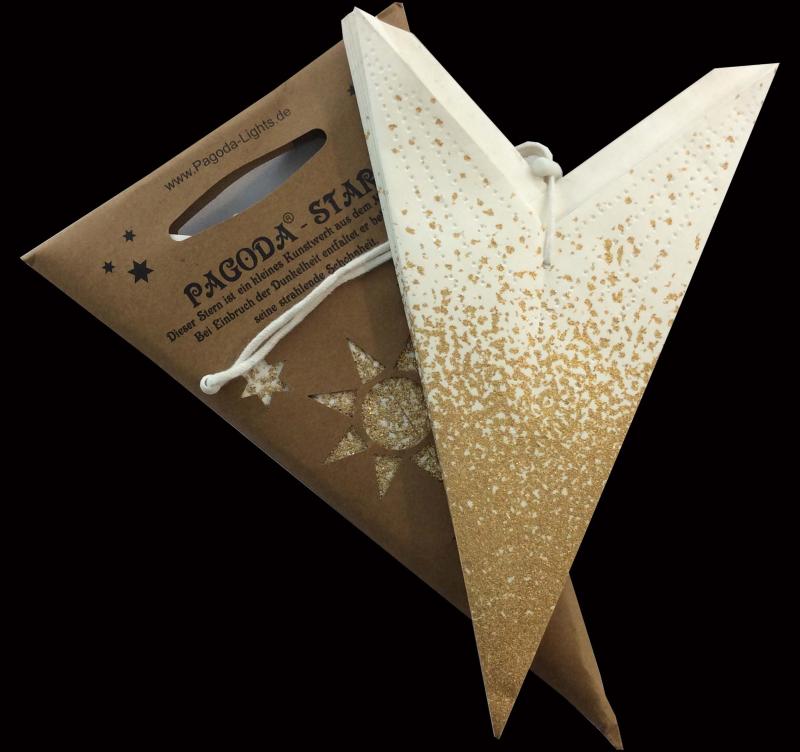 Meteor Goldcrash white - Foldable glowing star, paper poinsettia with 7 points, 60 cm